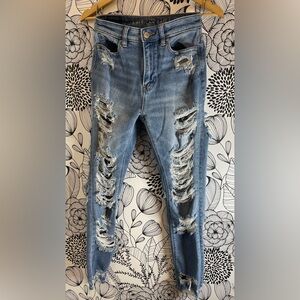 American Eagle Outfitters Ripped Blue Skinny Jeans